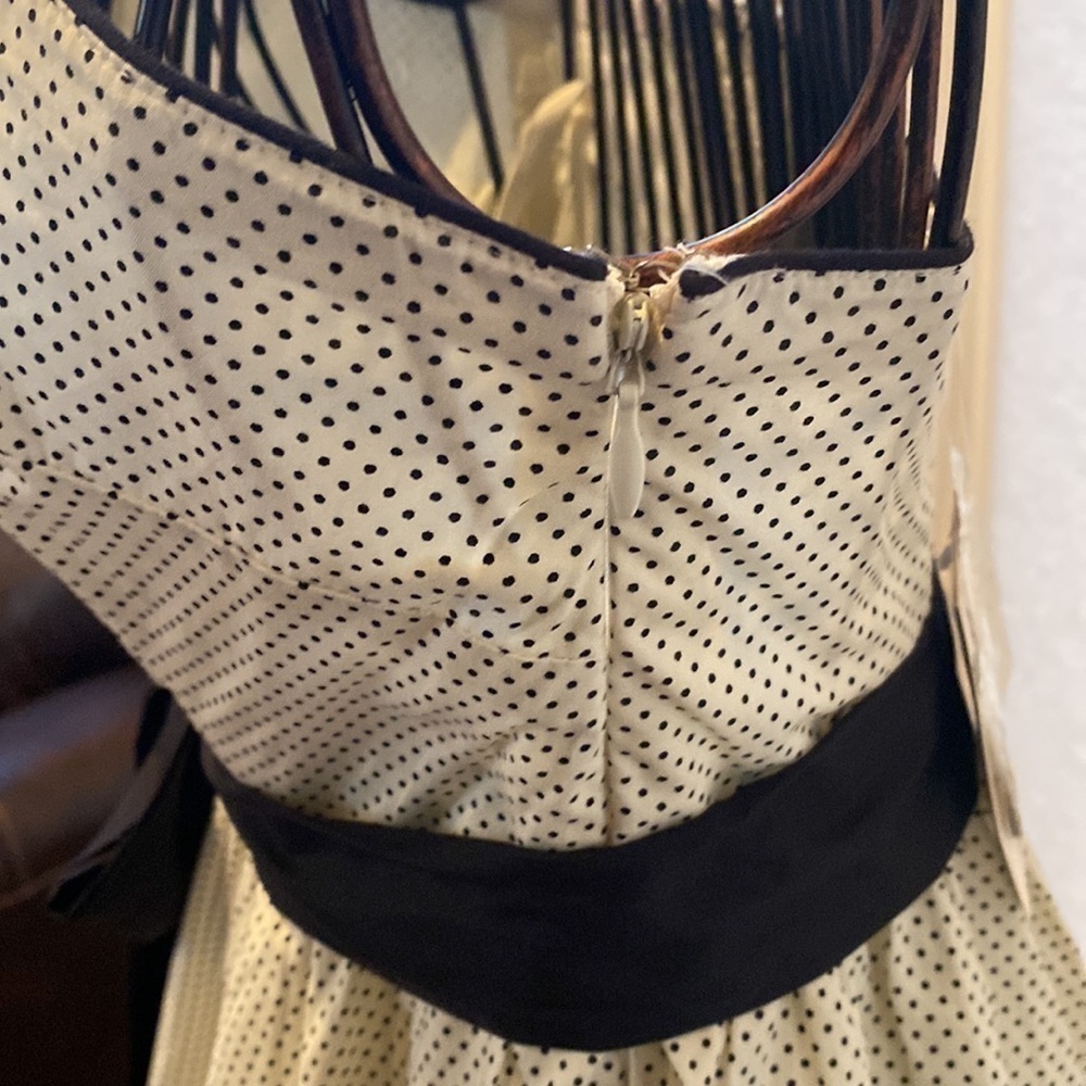 Anthropologie Girls from Savoy cream and black polka dot Novella dress - Picture 5 of 12